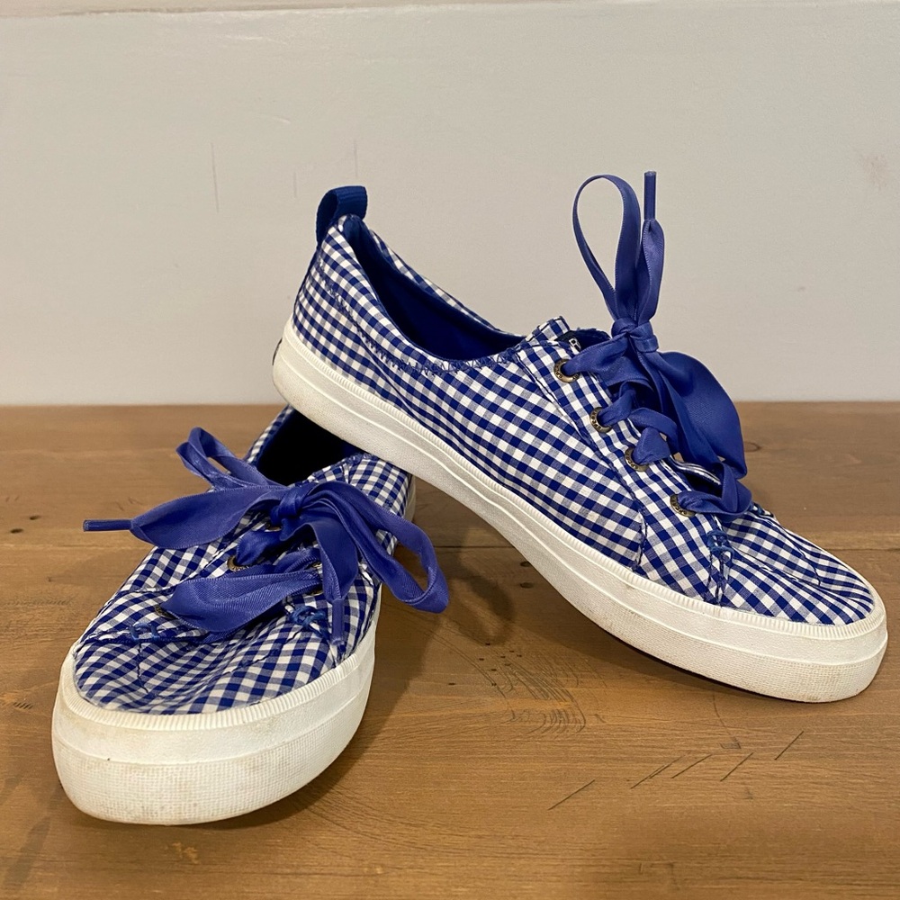 Sperry blue gingham sneakers size 6.5